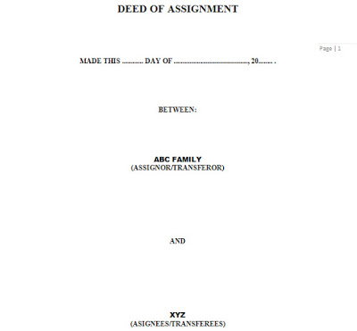 deed of assignment - very important land document